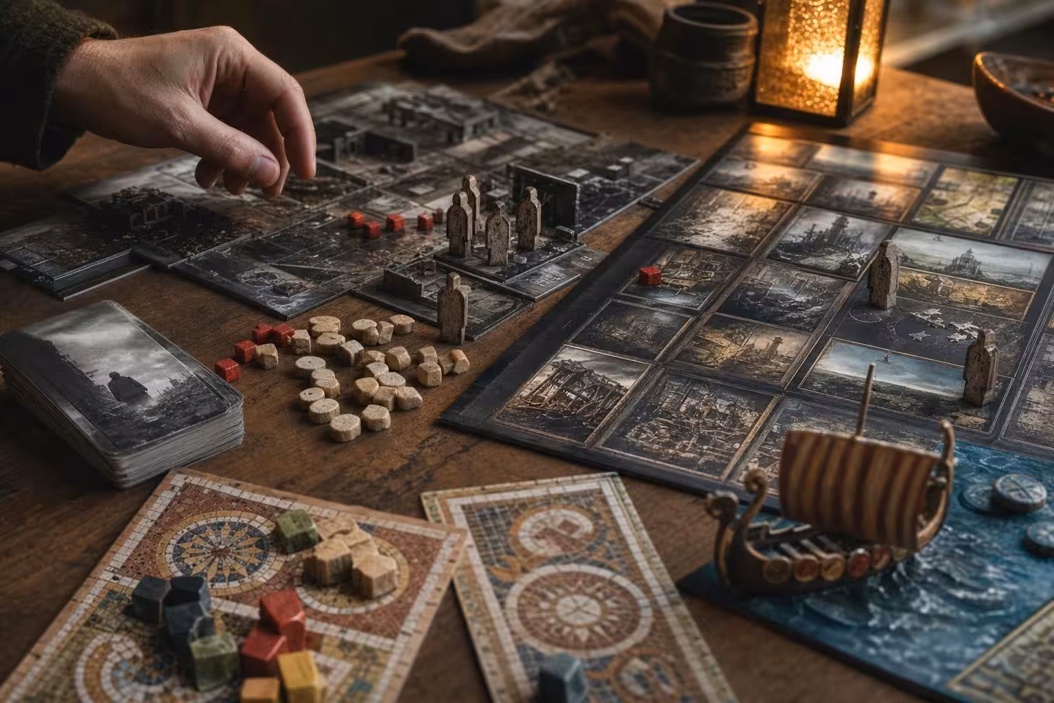Spieltisch zum Thema: Spielbesprechungen 8 in 1: Acht Spiele im Urteil (mit AI erstelltes Bild)